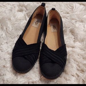 UGG Ynez black espadrille ruffle flats